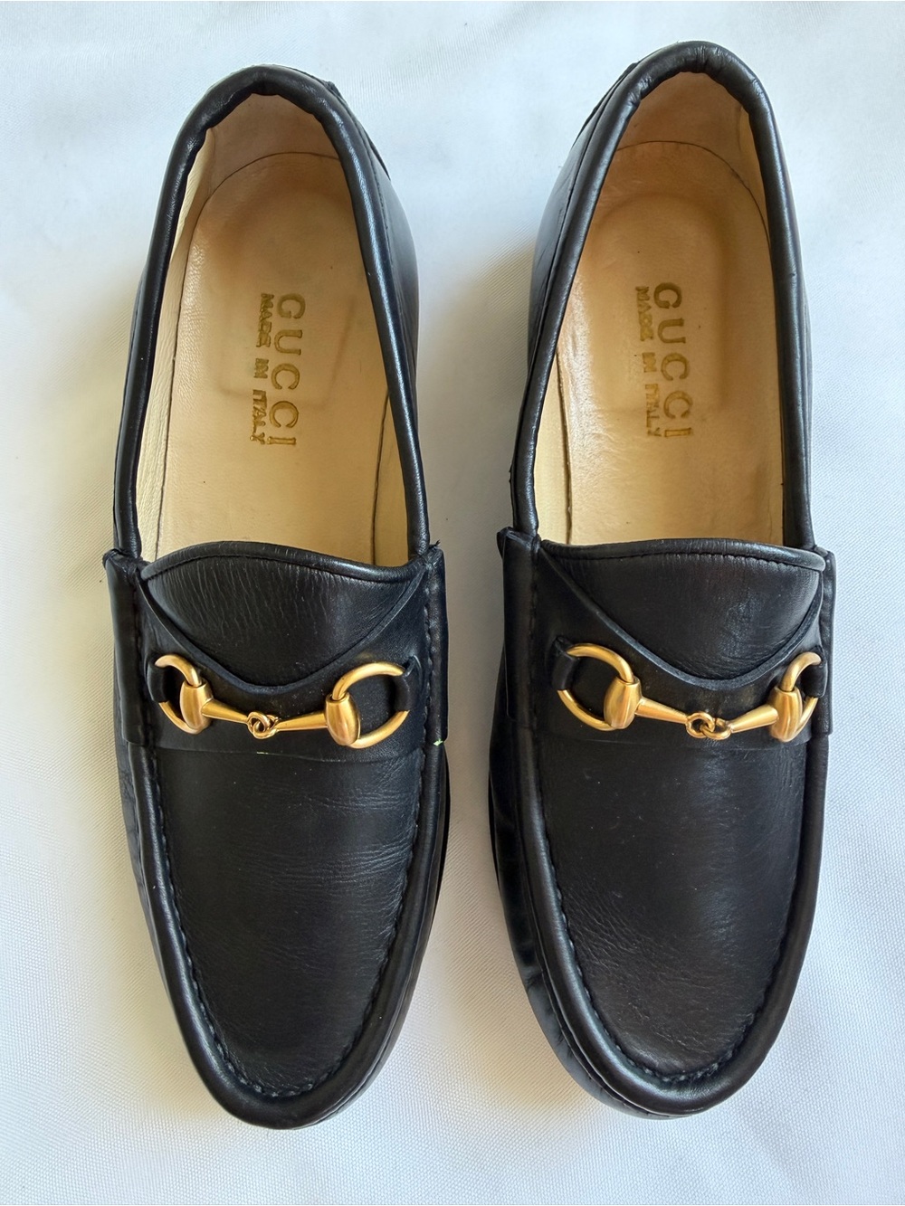 Gucci Black Leather Loafers with Gold Horse bit Woman’s 6 Timeless Luxury Shoe